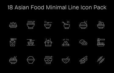 Minimal Line Icons - Asian Food Set with 18 Vectors