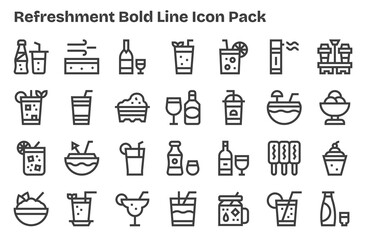 Extra Bold Line Icons - Refreshment Set with 28 Vectors
