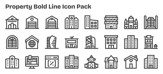 Property - 24 Icons in Bold Outline Design