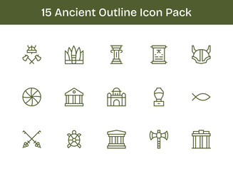 Ancient - 15 Outline Vector Illustrations