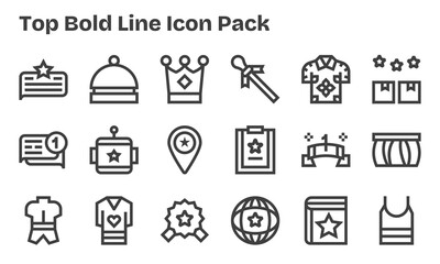 Top Icon Set - 18 Bold Line Graphics