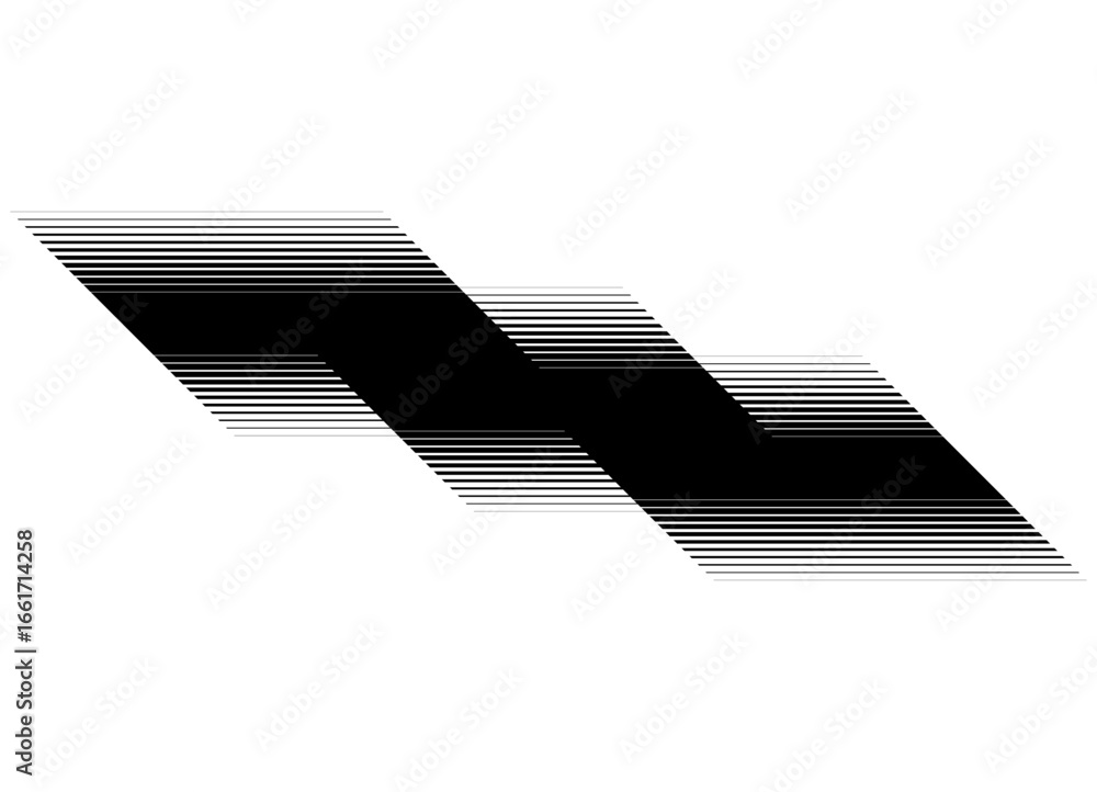 Poster vector cascading stripe of lines. black on white background. design element. striped pattern. vector