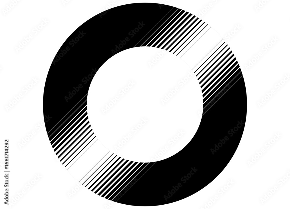 Poster vector round striped frame from lines. black on white background. design element. modern pattern. ve