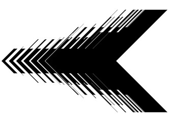 Naklejka premium Vector striped arrow, black on white background. Racing design element for car body, boat, sportswear, toy. Pointer, direction. Sports vector background. Flight, speed