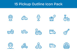 Pickup Vector Set - 15 Outline Icons