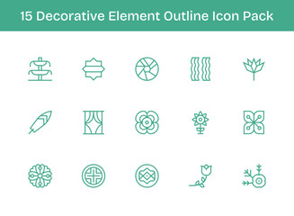 15 Outline Icons - Decorative Element Graphics