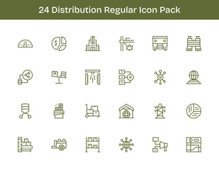 24 Regular Outline Vectors for Distribution Theme