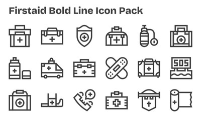 18 Icons for Firstaid in Bold Line Format
