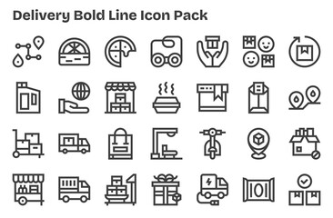 28 Extra Bold Line Vectors for Delivery Theme