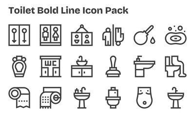 18 Bold Line Designs - Toilet Vector Icons