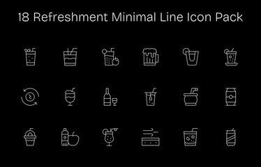 18 Minimal Line Style Icons - Refreshment Collection