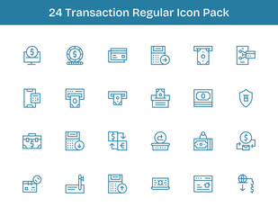 Transaction Icon Collection - 24 Regular Outline Designs