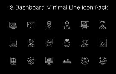 Dashboard Design Icons - 18 in Minimal Line Style
