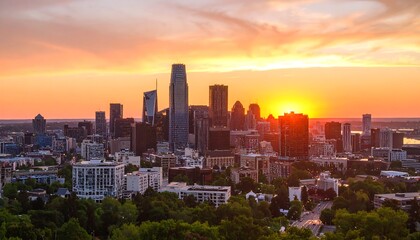 Obraz premium Sunrise city skyline view