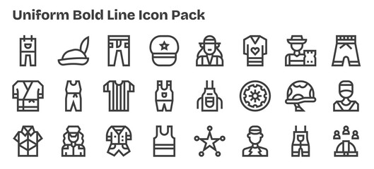 24 Bold Outline Style Icons - Uniform Collection