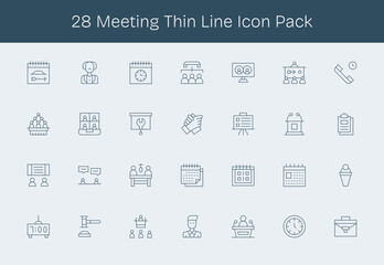 Meeting Visual Pack - 28 Thin Line Icons