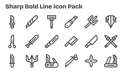 18 Icons for Sharp in Bold Line Format