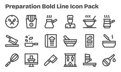Preparation - 18 Bold Line Vector Illustrations