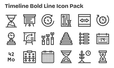 18 Bold Line Icons - Timeline Graphics