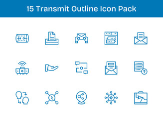 Transmit Icon Set - 15 Outline Graphics