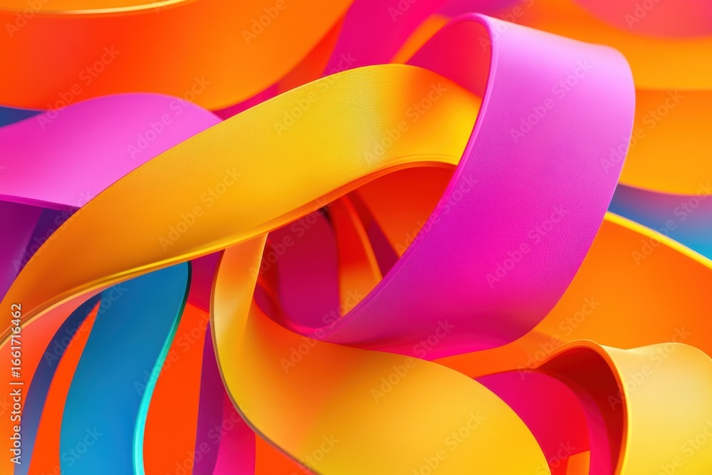 Poster vibrant wavy ribbons create dynamic visual patterns in vivid colors for advertising layouts