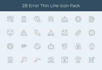 Error - 28 Thin Line Vector Illustrations