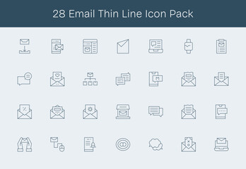 Email Vector Set - 28 Thin Line Icons