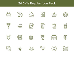 24 Cafe Icons in Regular Outline Aesthetic