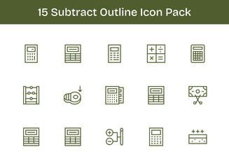 Subtract Vector Set - 15 Outline Icons