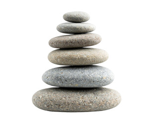 Balanced Zen Pebble Tower of Five Stones, Side View, Transparent PNG 