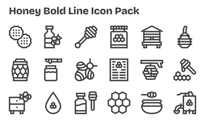 Honey Vector Set - 18 Bold Line Icons