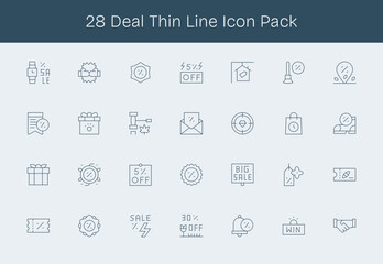 28 Thin Line Designs - Deal Vector Icons