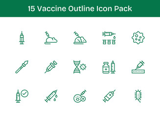 15 Icons for Vaccine in Outline Format