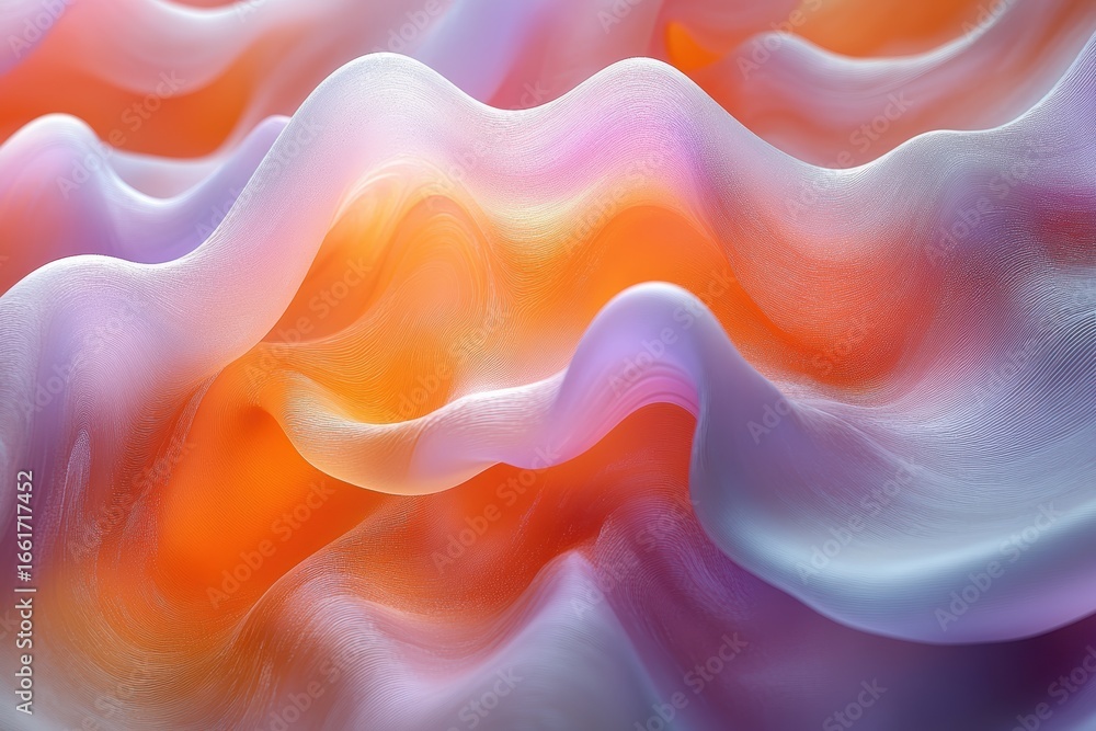 Poster colorful abstract forms with plastic-like texture create a fluid visual experience