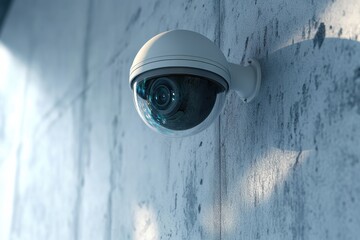 Security camera monitoring detected intrusion in urban location during daylight hours