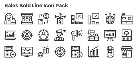 Sales Design Icons - 24 in Bold Outline Style