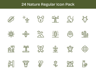 Nature - 24 Regular Outline Vector Illustrations