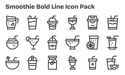 18 Bold Line Style Icons - Smoothie Collection