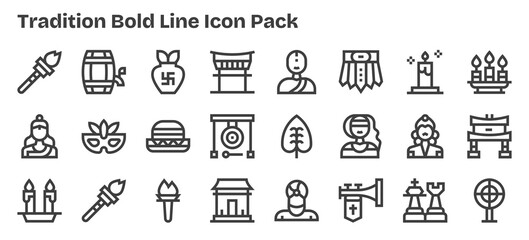 Tradition - 24 Icons in Bold Outline Design