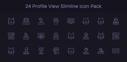 24 Profile View Icons in Slim Line Aesthetic
