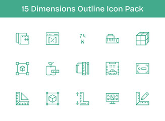 Dimensions - 15 Outline Vector Illustrations