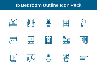 Bedroom Visual Pack - 15 Outline Icons