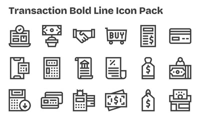 18 Icons for Transaction in Bold Line Format