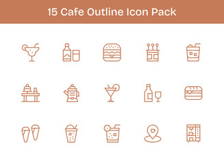 Cafe Icon Collection - 15 Outline Designs