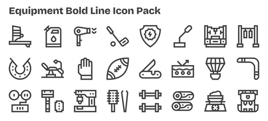 Equipment Icon Set - 24 Bold Outline Graphics