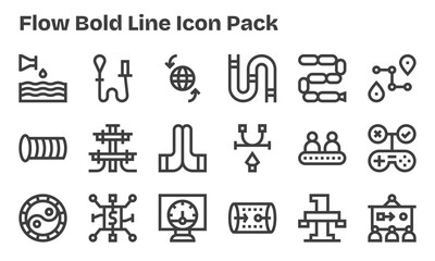 Flow Icon Set - 18 Bold Line Graphics