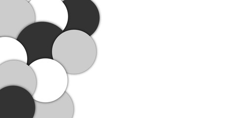 Black and white abstract background design with circular speech bubbles