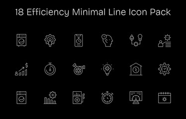Efficiency - 18 Minimal Line Vector Illustrations