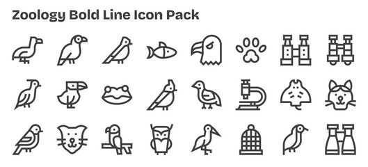 Fototapeta premium Zoology Visual Pack - 24 Bold Outline Icons