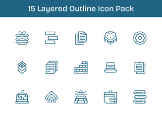 Outline Icons - Layered Set with 15 Vectors